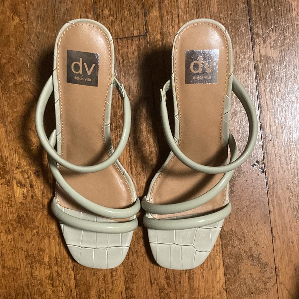 Dolce Vita sage green block heel sandals